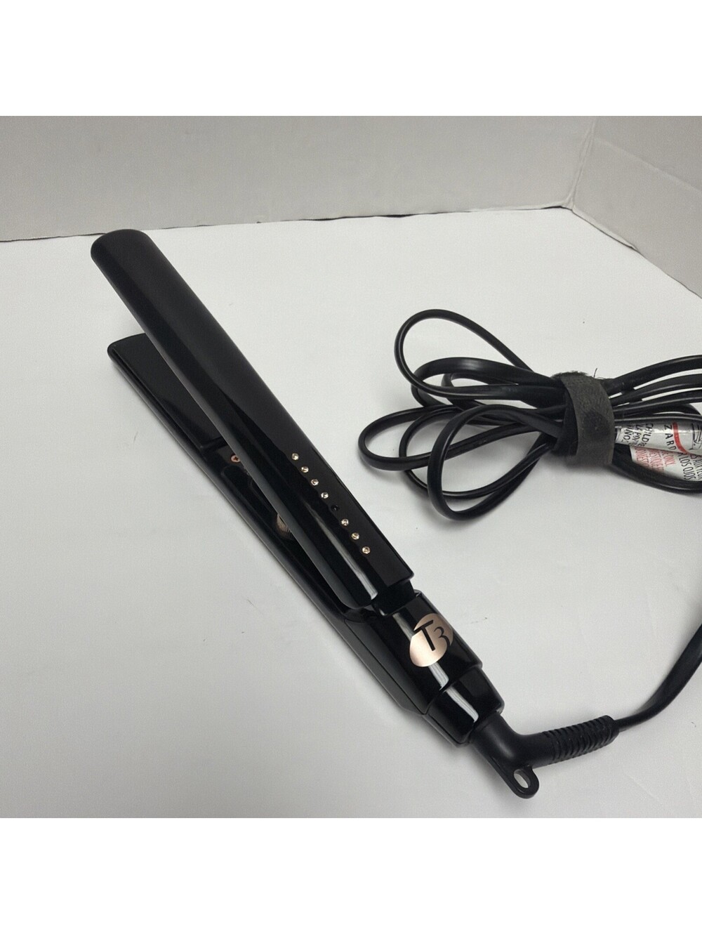 T3 Micro 1” Flat Iron Straightener Single Pass 73512 Black Rose Gold Rhinestones
